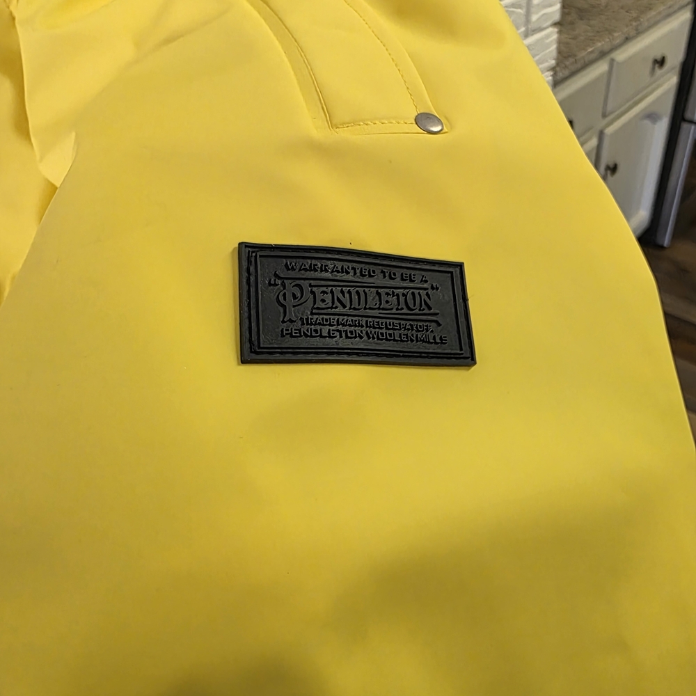 Pendleton Yellow Hooded Raincoat with Striped Lining - Picture 6 of 10